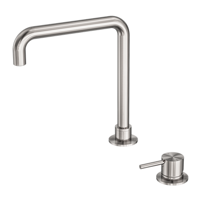 NERO MECCA HOB BASIN MIXER SQUARE SWIVEL SPOUT BRUSHED NICKEL