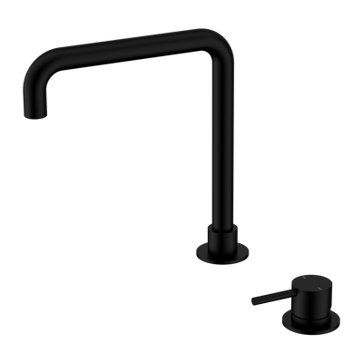 NERO MECCA HOB BASIN MIXER SQUARE SWIVEL SPOUT MATTE BLACK