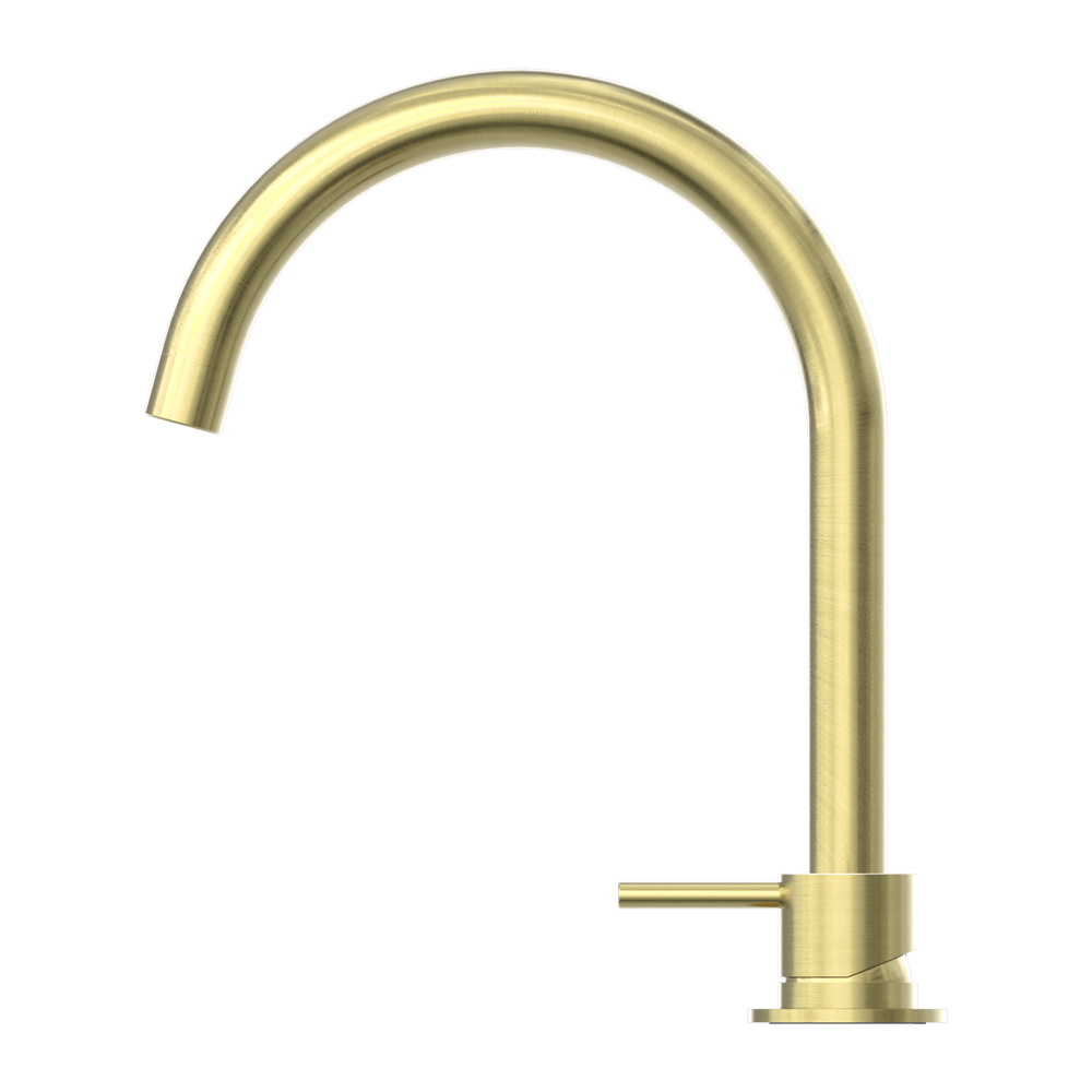 NERO MECCA HOB BASIN MIXER ROUND SWIVEL SPOUT BRUSHED GOLD