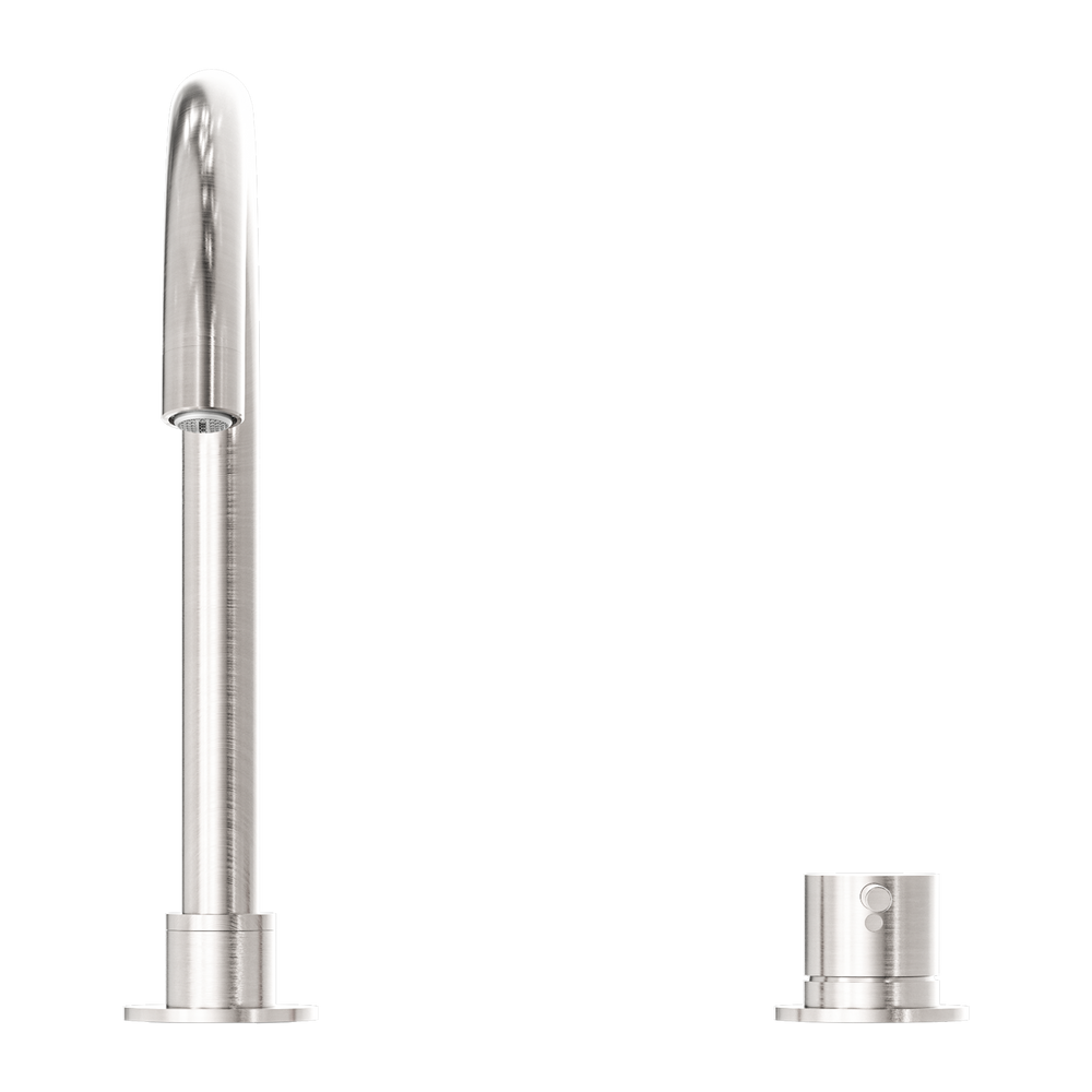 NERO MECCA HOB BASIN MIXER ROUND SWIVEL SPOUT BRUSHED NICKEL