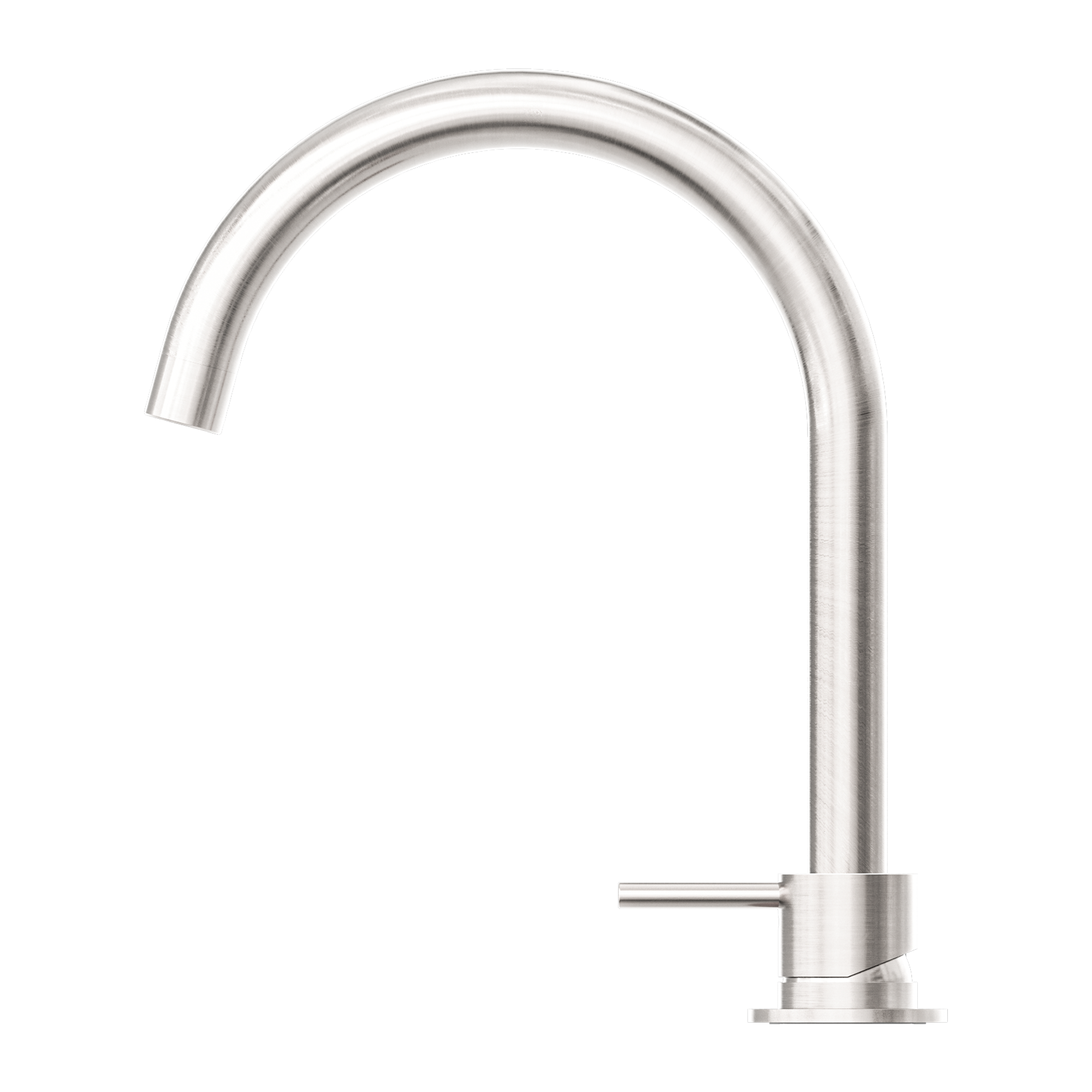 NERO MECCA HOB BASIN MIXER ROUND SWIVEL SPOUT BRUSHED NICKEL