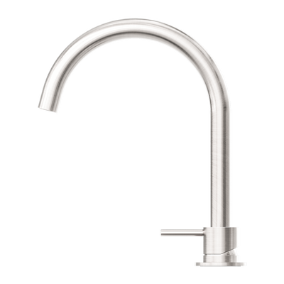 NERO MECCA HOB BASIN MIXER ROUND SWIVEL SPOUT BRUSHED NICKEL
