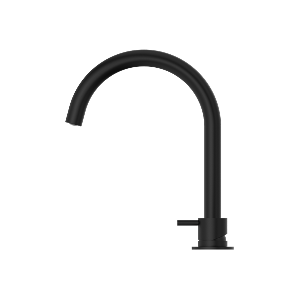 NERO MECCA HOB BASIN MIXER ROUND SWIVEL SPOUT MATTE BLACK