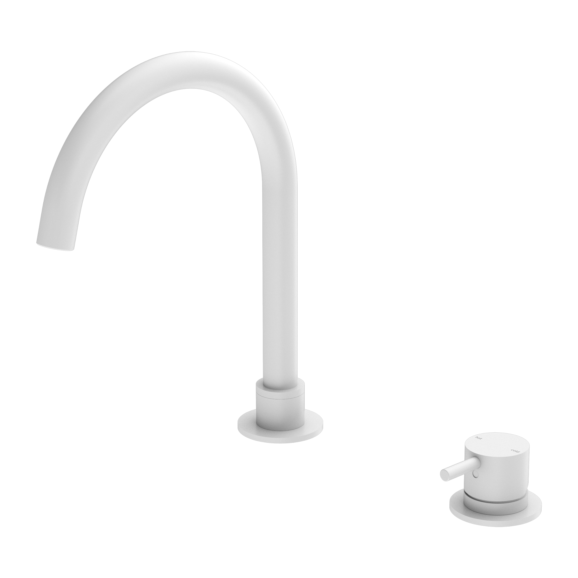 NERO MECCA HOB BASIN MIXER ROUND SWIVEL SPOUT MATTE WHITE