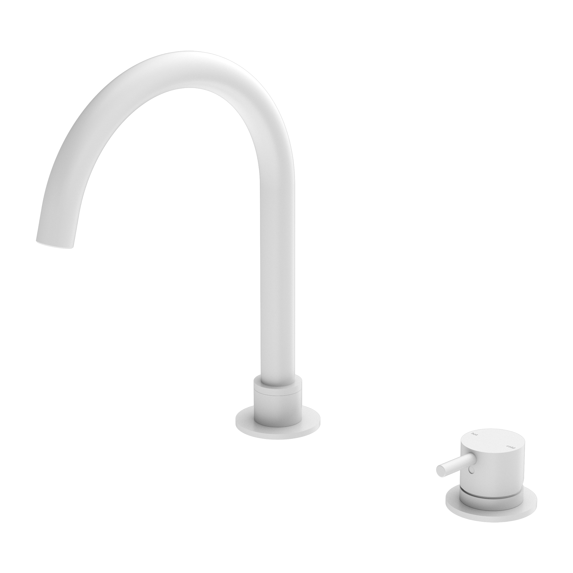 NERO MECCA HOB BASIN MIXER ROUND SWIVEL SPOUT MATTE WHITE