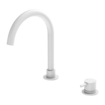 NERO MECCA HOB BASIN MIXER ROUND SWIVEL SPOUT MATTE WHITE