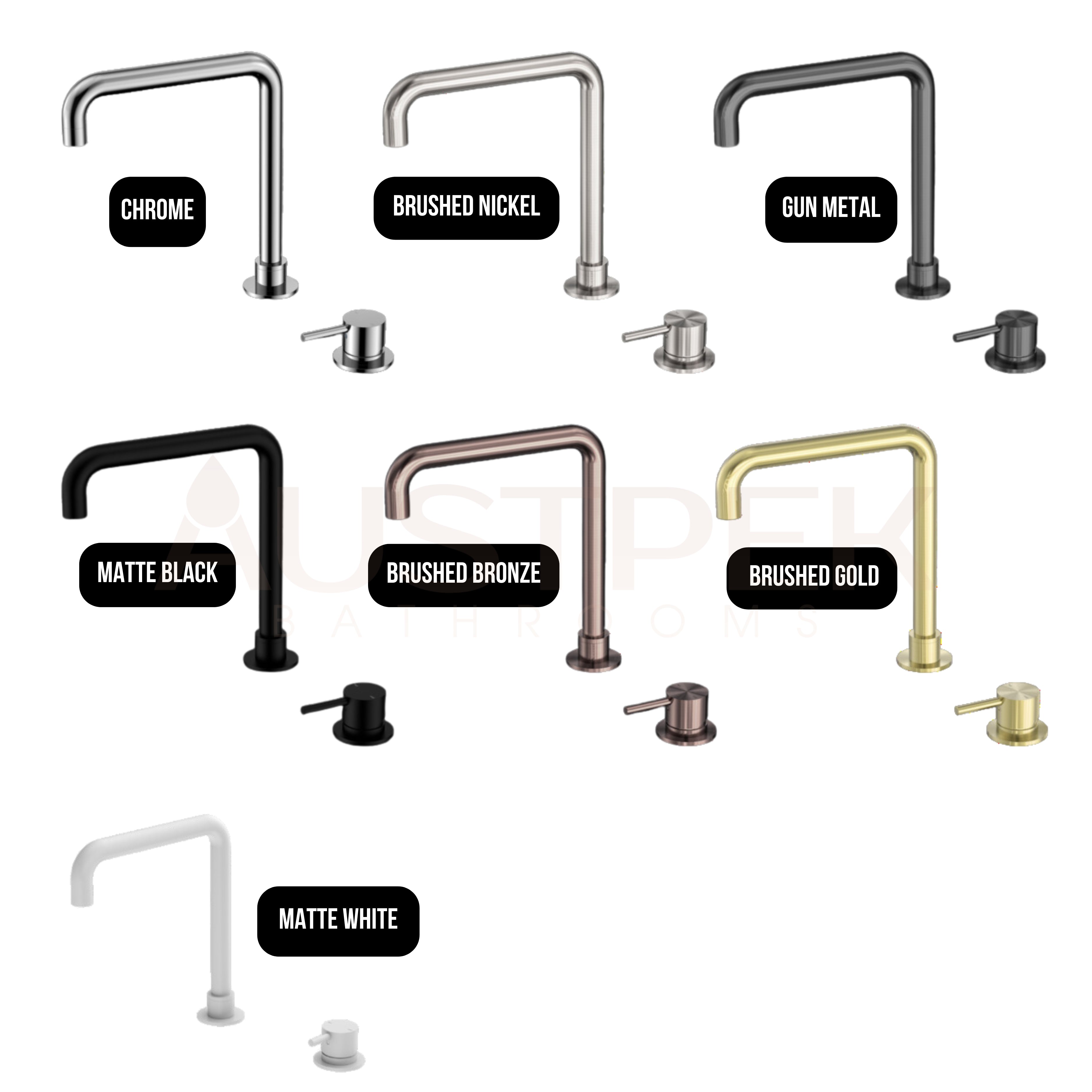 NERO MECCA HOB BASIN MIXER SQUARE SWIVEL SPOUT MATTE WHITE