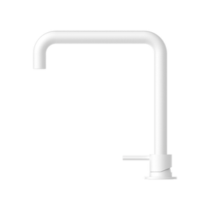 NERO MECCA HOB BASIN MIXER SQUARE SWIVEL SPOUT MATTE WHITE