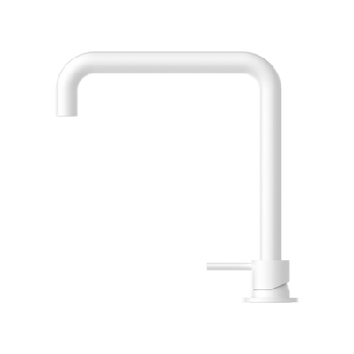 NERO MECCA HOB BASIN MIXER SQUARE SWIVEL SPOUT MATTE WHITE