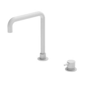 NERO MECCA HOB BASIN MIXER SQUARE SWIVEL SPOUT MATTE WHITE