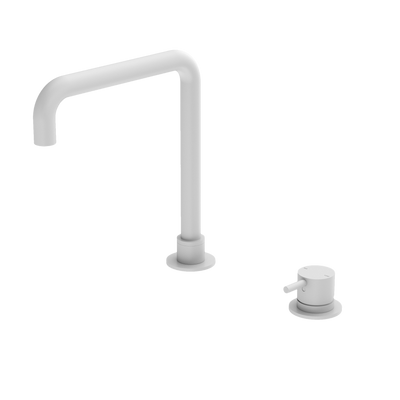 NERO MECCA HOB BASIN MIXER SQUARE SWIVEL SPOUT MATTE WHITE