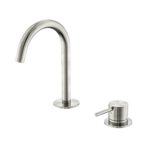 NERO MECCA HOB BASIN MIXER SET ARC SPOUT BRUSHED NICKEL