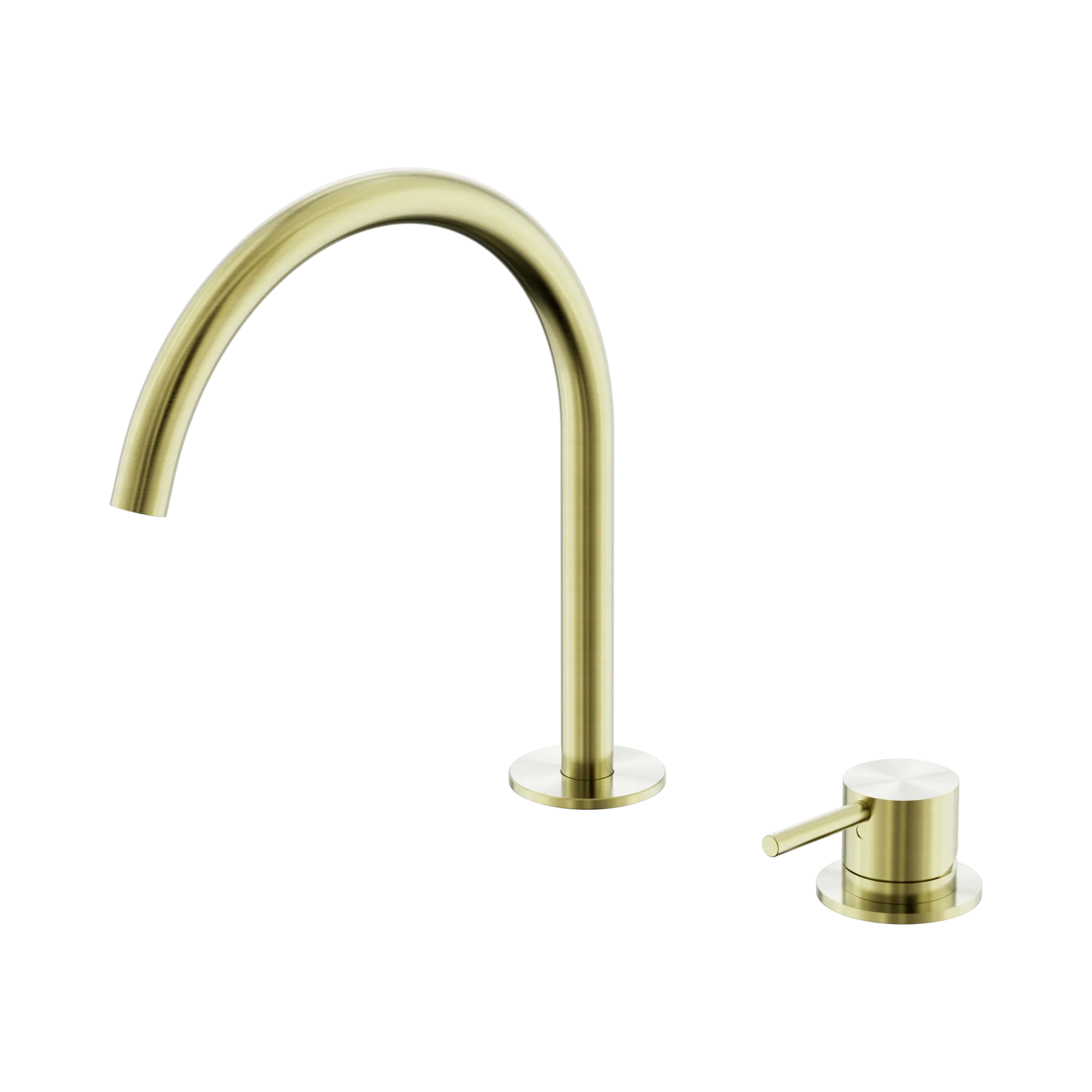 NERO MECCA HOB BATH/KITCHEN MIXER SET ARC SPOUT 270MM BRUSHED GOLD