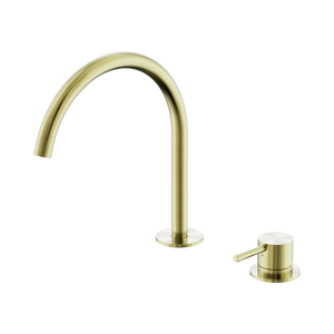 NERO MECCA HOB BATH/KITCHEN MIXER SET ARC SPOUT 270MM BRUSHED GOLD