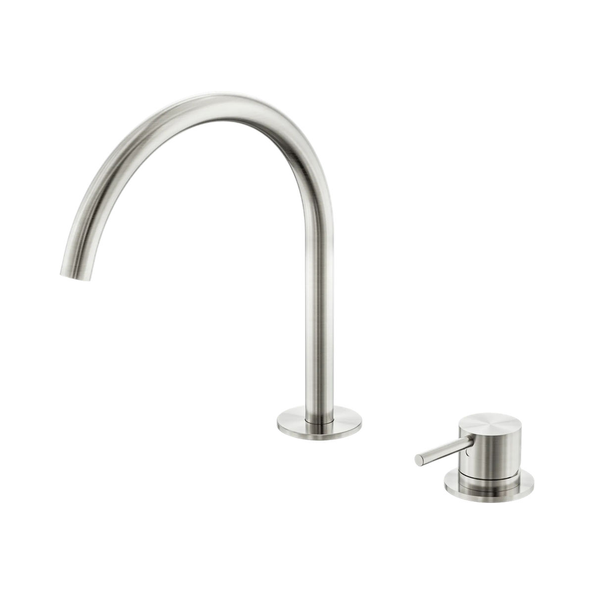 NERO MECCA HOB BATH/KITCHEN MIXER SET ARC SPOUT 270MM BRUSHED NICKEL
