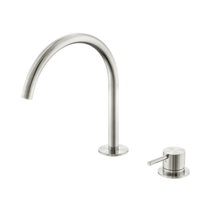 NERO MECCA HOB BATH/KITCHEN MIXER SET ARC SPOUT 270MM BRUSHED NICKEL