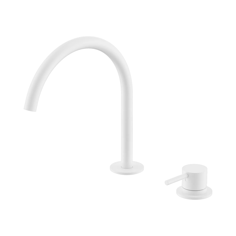NERO MECCA HOB BATH/KITCHEN MIXER SET ARC SPOUT 270MM MATTE WHITE