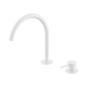 NERO MECCA HOB BATH/KITCHEN MIXER SET ARC SPOUT 270MM MATTE WHITE