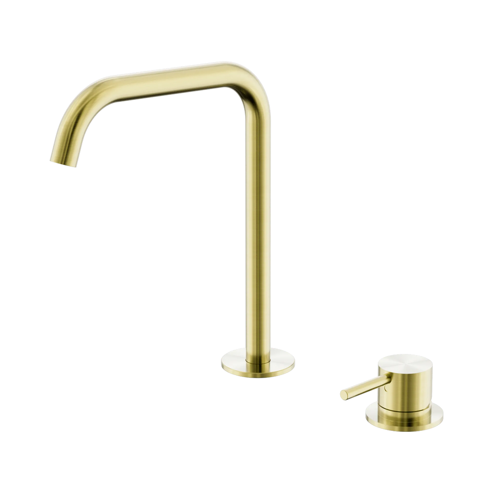 NERO MECCA HOB BATH/KITCHEN MIXER SET EDGE SPOUT BRUSHED GOLD