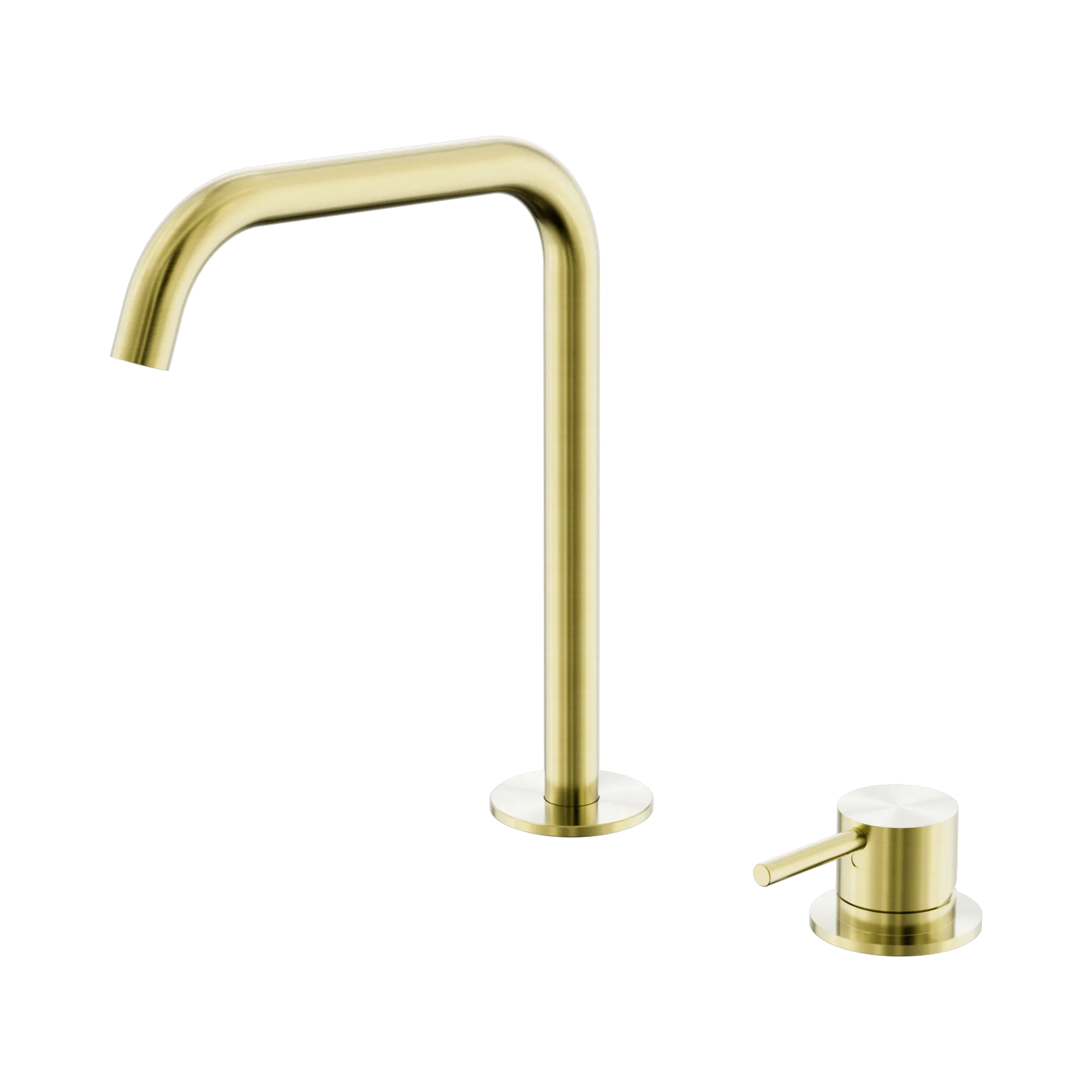 NERO MECCA HOB BATH/KITCHEN MIXER SET EDGE SPOUT BRUSHED GOLD