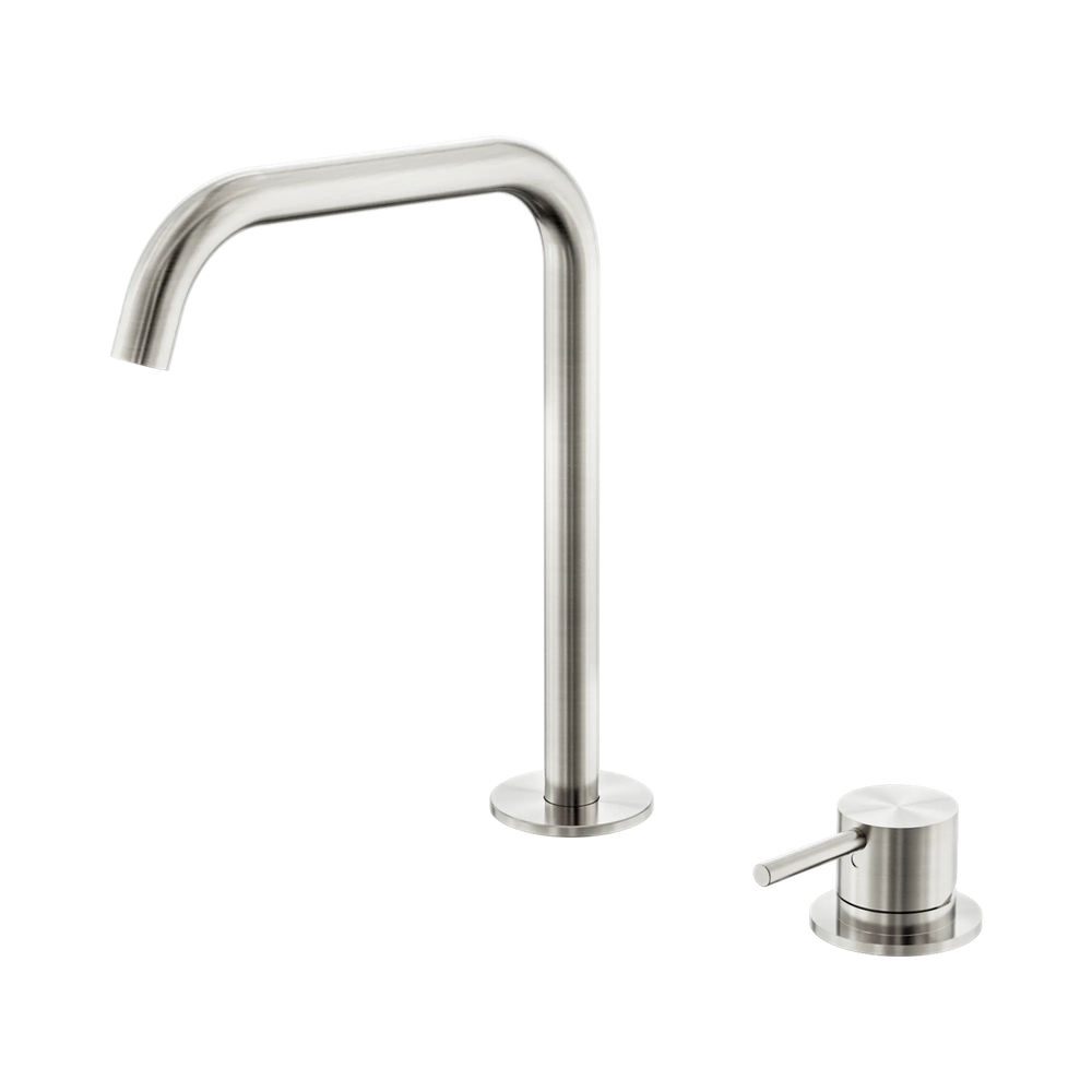 NERO MECCA HOB BATH/KITCHEN MIXER SET EDGE SPOUT BRUSHED NICKEL