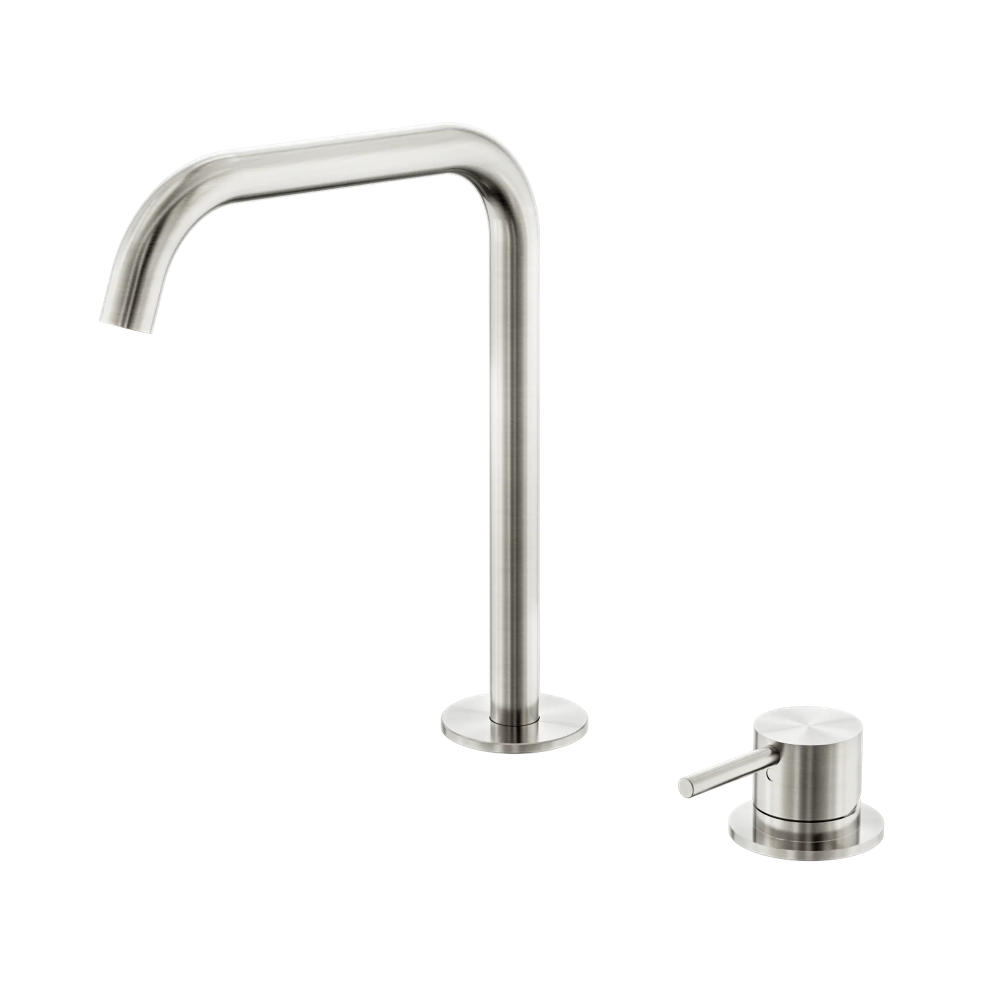 NERO MECCA HOB BATH/KITCHEN MIXER SET EDGE SPOUT BRUSHED NICKEL