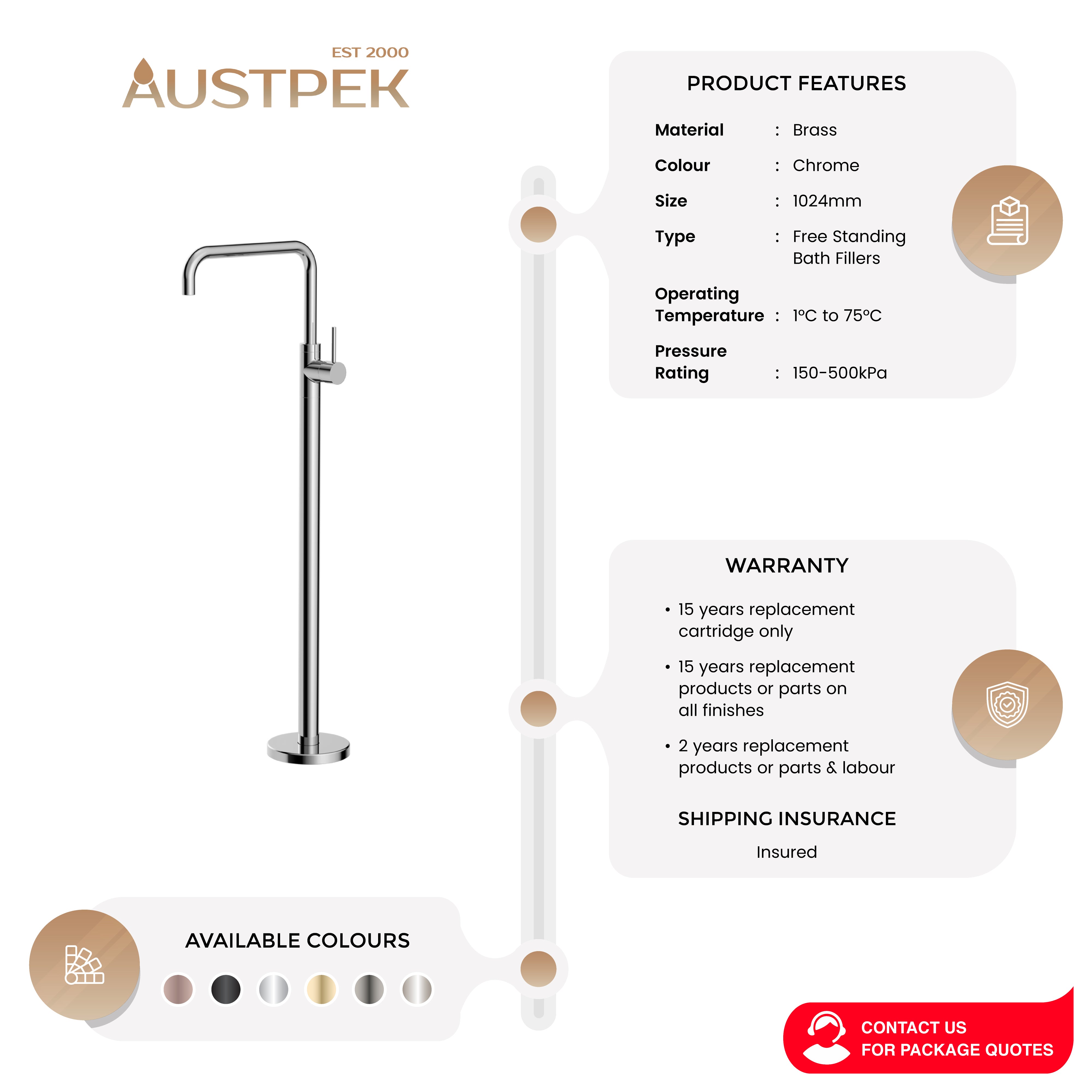 NERO MECCA FREESTANDING BATH MIXER CHROME