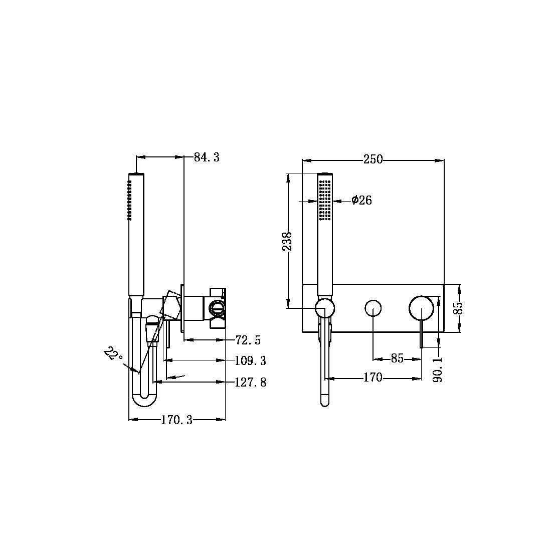 NERO MECCA SHOWER MIXER DIVERTOR SYSTEM BRUSHED NICKEL