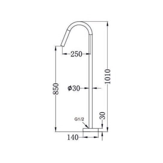 NERO MECCA FREESTANDING BATH SPOUT GUN METAL