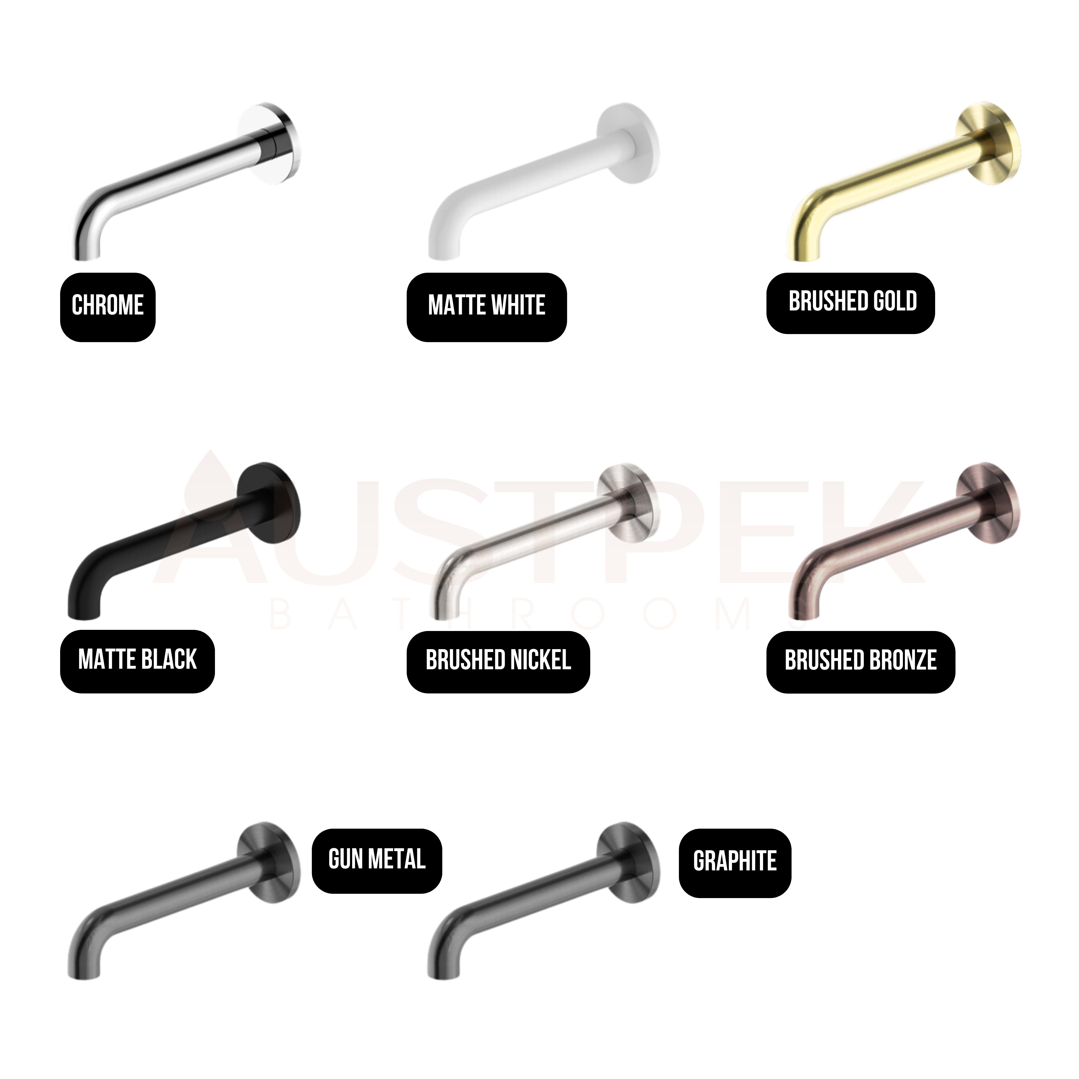 NERO MECCA BASIN/ BATH SPOUT GUN METAL (AVAILABLE IN 120MM, 160MM, 185MM, 230MM AND 260MM)