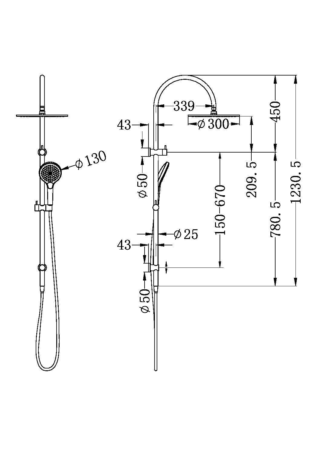 NERO MECCA TWIN SHOWER WITH AIR SHOWER II BRUSHED GOLD