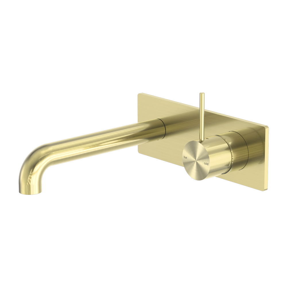 NERO MECCA WALL BASIN/BATH MIXER HANDLE UP BRUSHED GOLD (AVAILABLE IN 185MM AND 230MM)