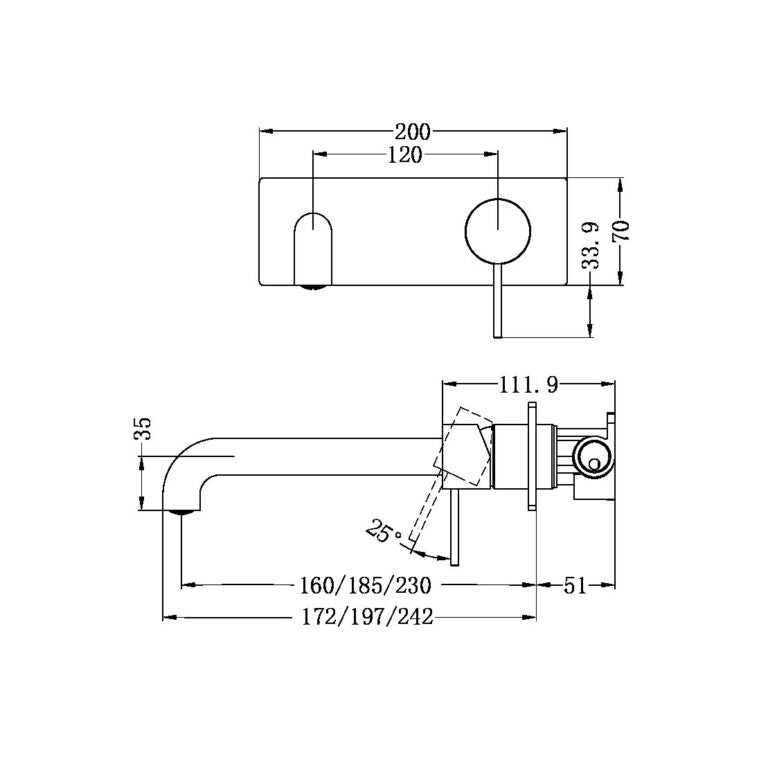NERO MECCA WALL BASIN/BATH MIXER MATTE WHITE (AVAILABLE IN 160MM | 185MM | 230MM)