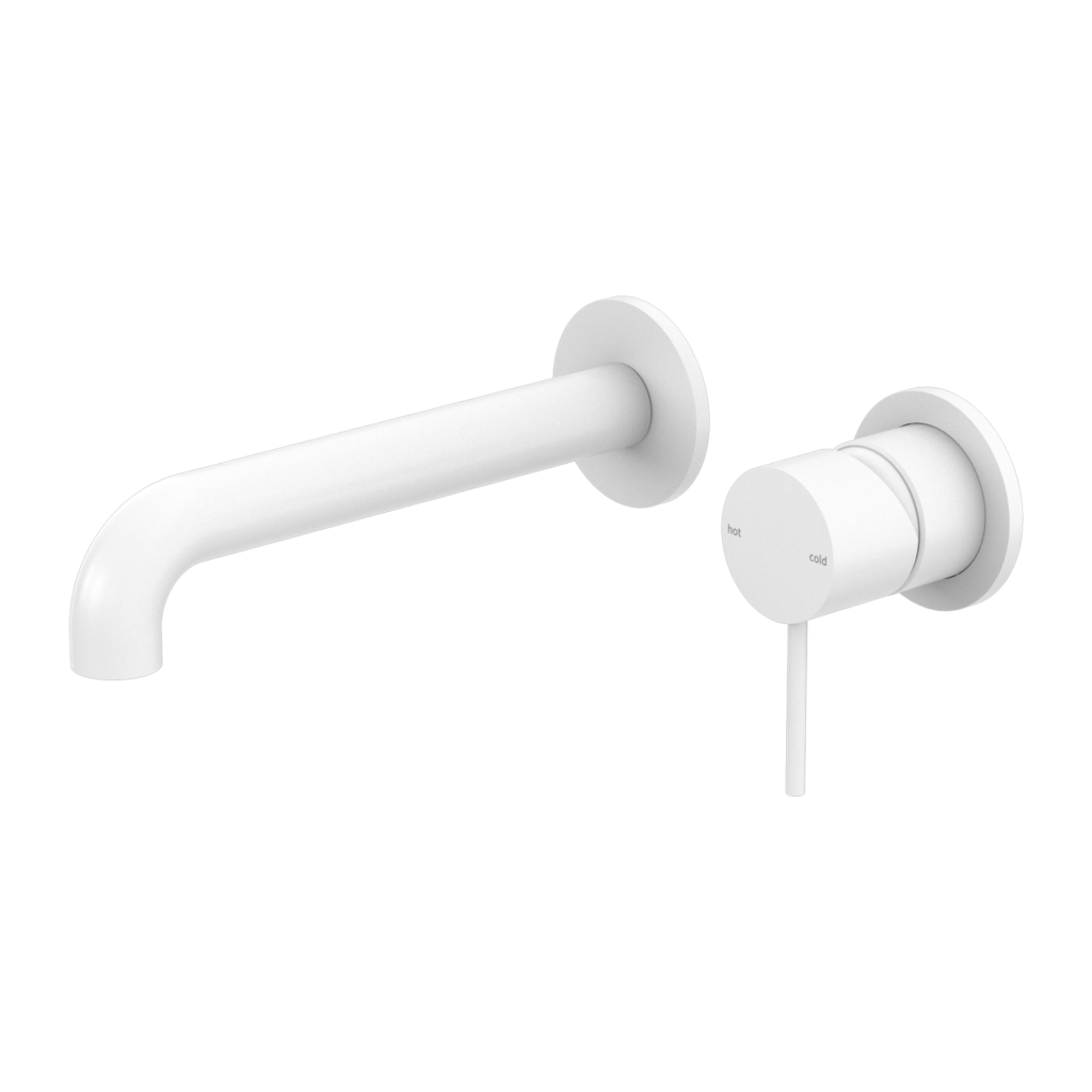NERO MECCA WALL BASIN/BATH MIXER WITH SEPARATE BACK PLATE MATTE WHITE (AVAILABLE IN 120MM,160MM,185MM, 230MM AND 260MM)