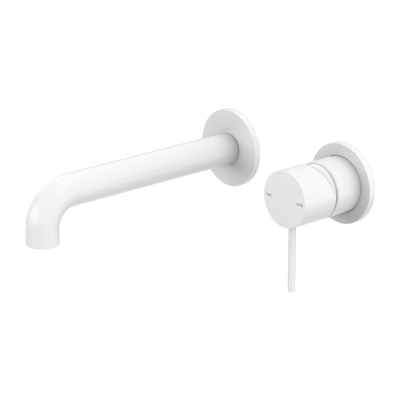 NERO MECCA WALL BASIN/BATH MIXER WITH SEPARATE BACK PLATE MATTE WHITE (AVAILABLE IN 120MM,160MM,185MM, 230MM AND 260MM)