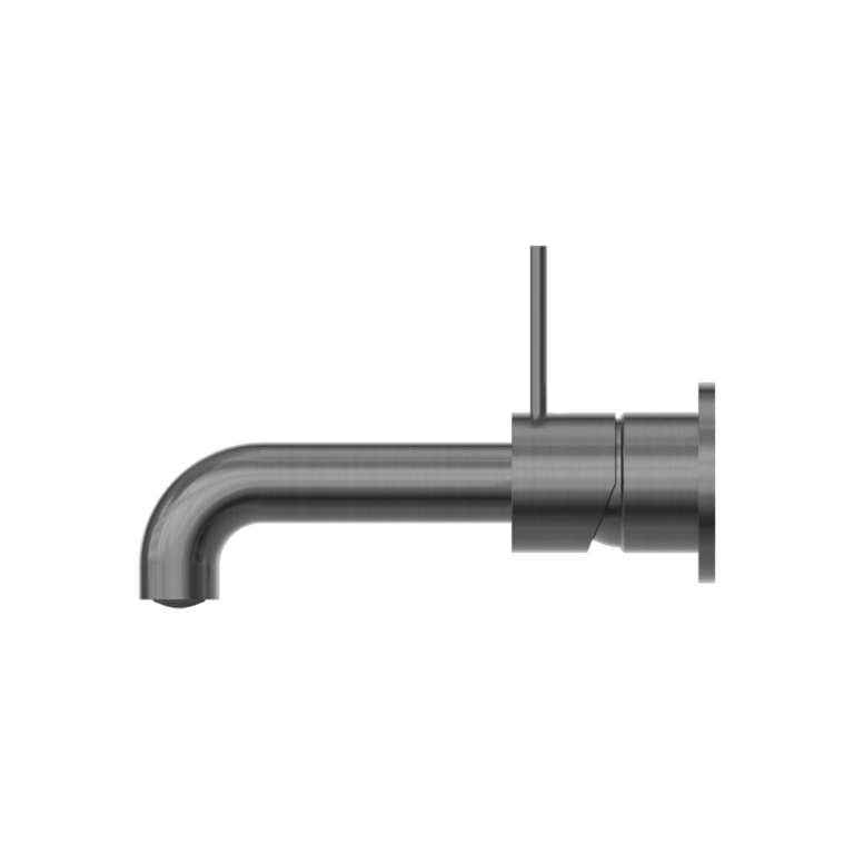 NERO MECCA WALL BASIN/BATH MIXER WITH SEPARATE BACK PLATE HANDLE UP GUN METAL (AVAILABLE IN 120MM, 160MM, 185MM, 230MM AND 260MM)