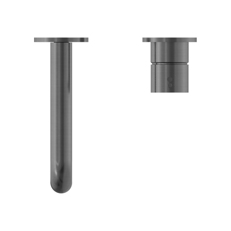 NERO MECCA WALL BASIN/BATH MIXER WITH SEPARATE BACK PLATE HANDLE UP GUN METAL (AVAILABLE IN 160MM, 185MM AND 230MM)