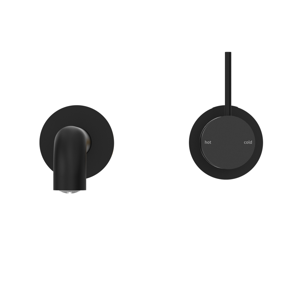 NERO MECCA WALL BASIN/BATH MIXER WITH SEPARATE BACK PLATE HANDLE UP MATTE BLACK (AVAILABLE IN 120MM, 160MM, 185MM, 230MM AND 260MM)
