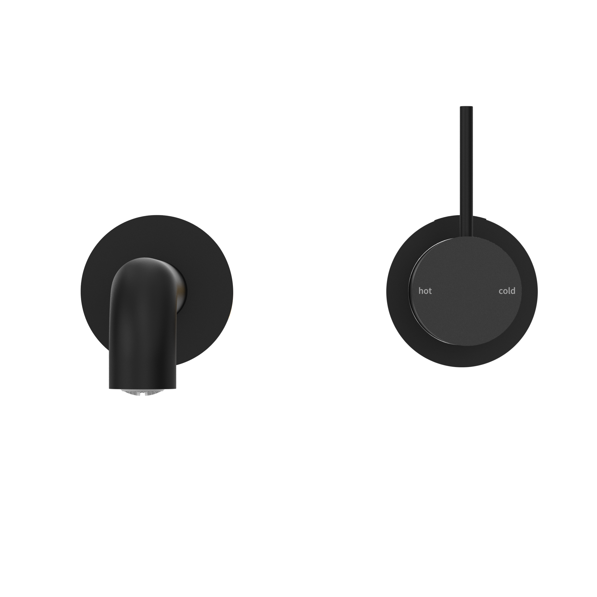 NERO MECCA WALL BASIN/BATH MIXER WITH SEPARATE BACK PLATE HANDLE UP MATTE BLACK (AVAILABLE IN 120MM, 160MM, 185MM, 230MM AND 260MM)