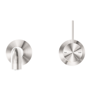 NERO MECCA WALL BASIN/BATH MIXER WITH SEPARATE BACK PLATE HANDLE UP BRUSHED NICKEL (AVAILABLE IN 120MM, 160MM, 185MM, 230MM AND 260MM)