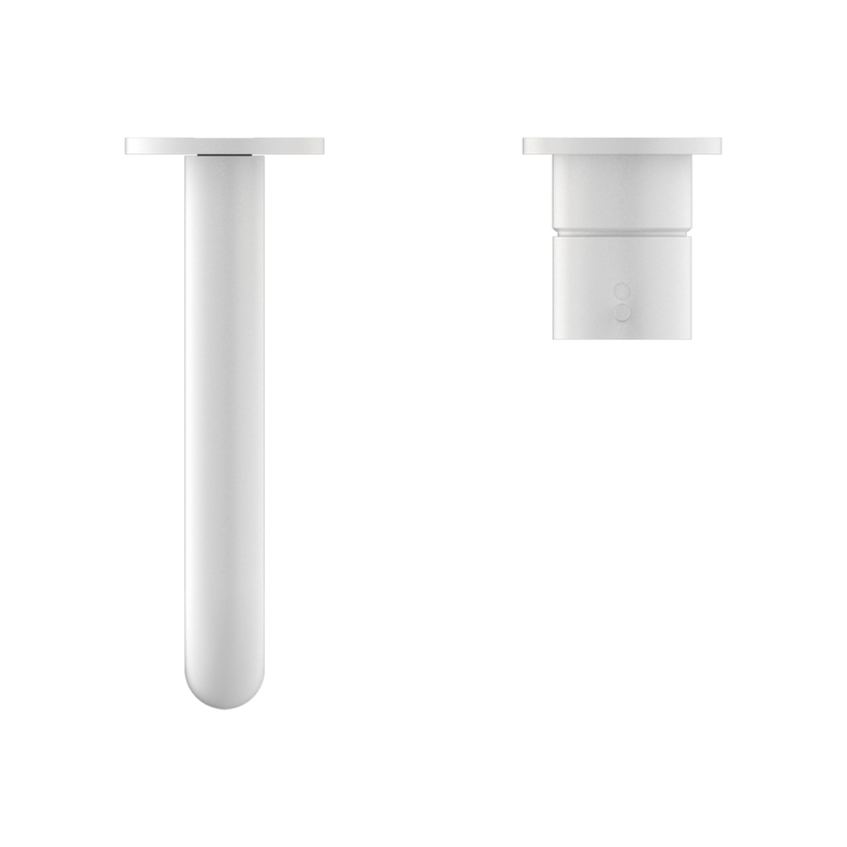 NERO MECCA WALL BASIN/BATH MIXER WITH SEPARATE BACK PLATE HANDLE UP MATTE WHITE (AVAILABLE IN 160MM, 185MM AND 230MM)