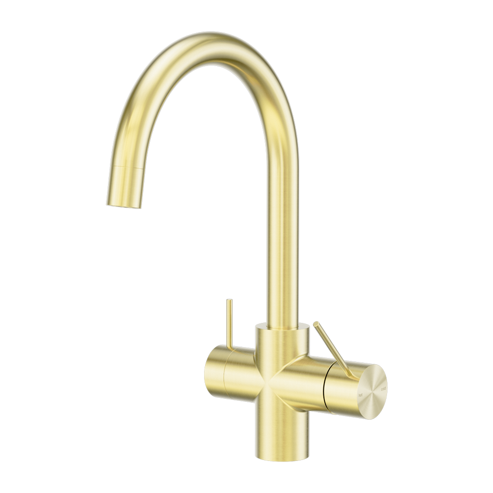 NERO MECCA 3 WAY FILTERED MIXER TAP 350MM BRUSHED GOLD