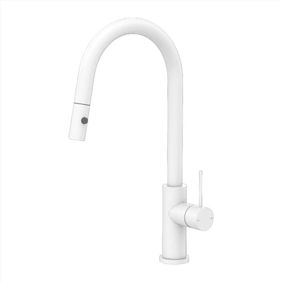 NERO MECCA PULL OUT SINK MIXER WITH VEGIE SPRAY MATTE WHITE