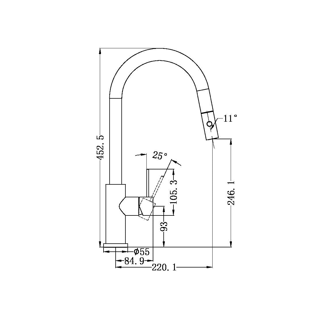 NERO MECCA PULL OUT SINK MIXER WITH VEGIE SPRAY MATTE WHITE