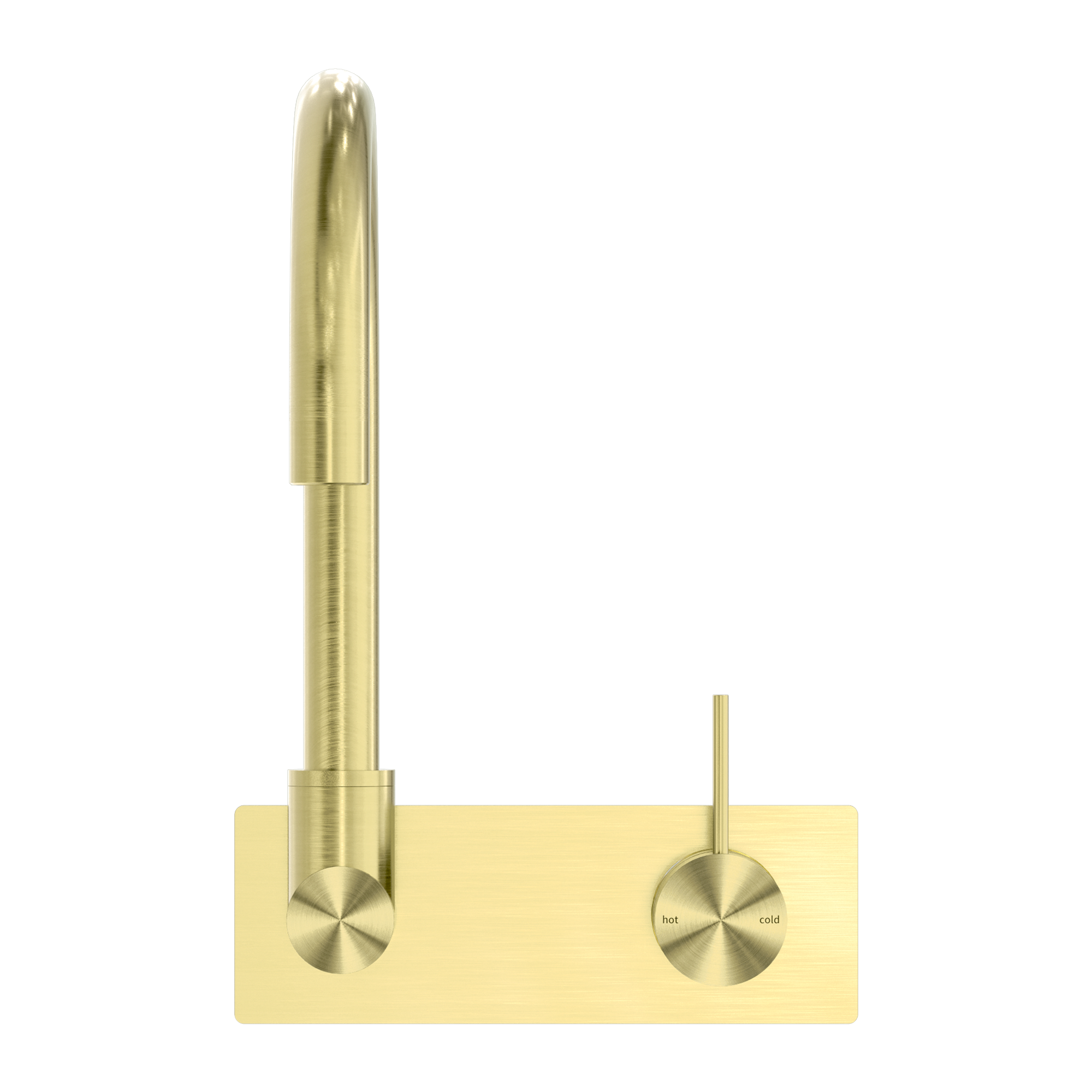 NERO MECCA WALL BASIN / BATH MIXER SWIVEL SPOUT HANDLE UP BRUSHED GOLD
