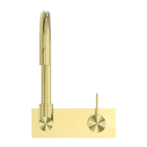 NERO MECCA WALL BASIN / BATH MIXER SWIVEL SPOUT HANDLE UP BRUSHED GOLD