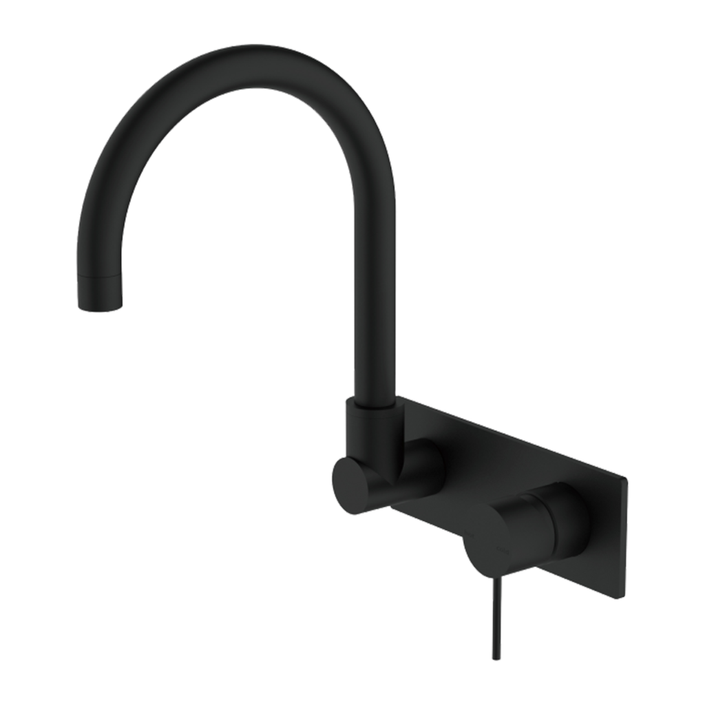 NERO MECCA WALL BASIN/BATH MIXER SWIVEL SPOUT 264MM MATTE BLACK