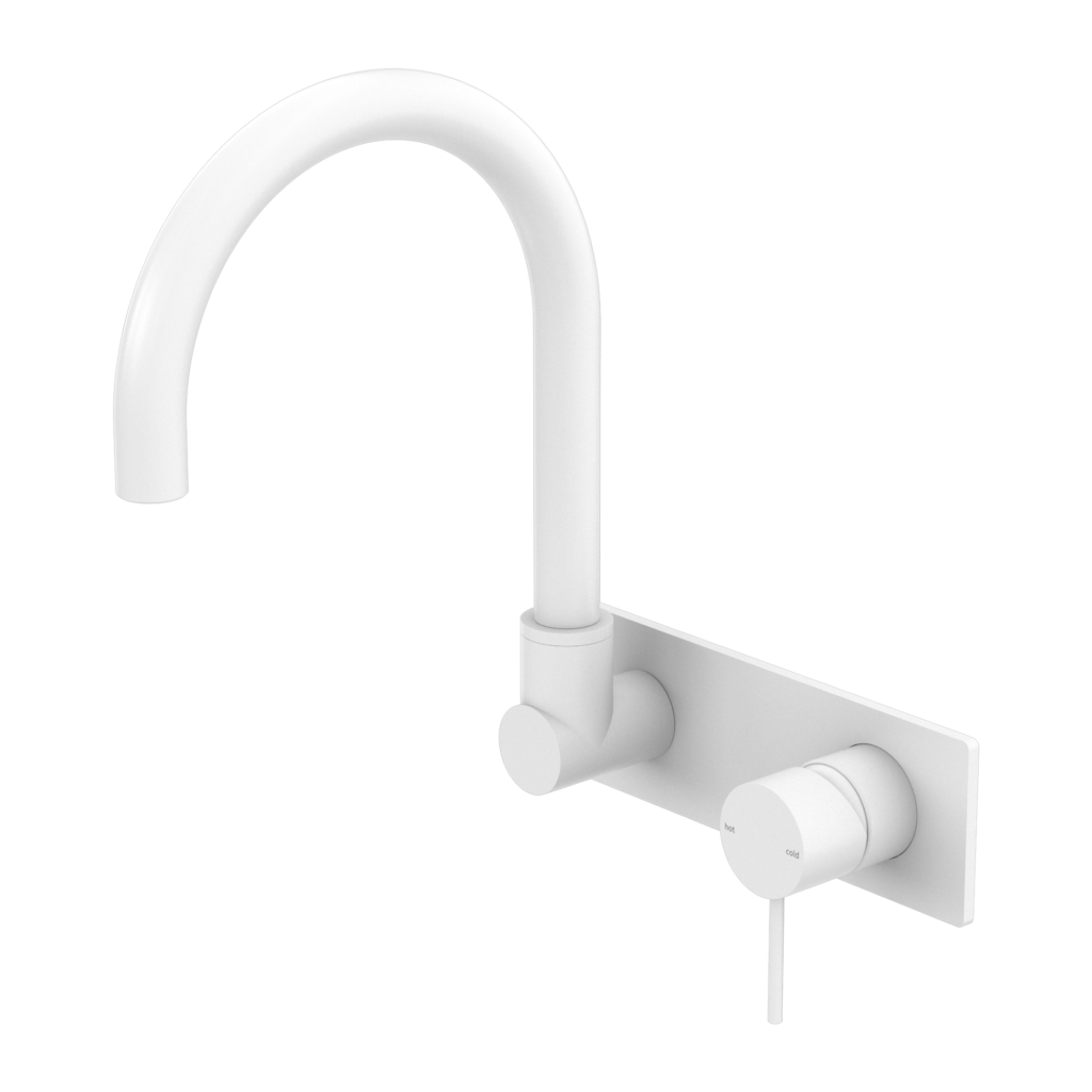 NERO MECCA WALL BASIN/BATH MIXER SWIVEL SPOUT 264MM MATTE WHITE