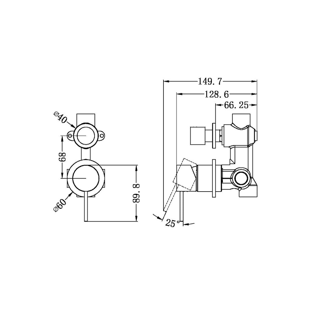 NERO MECCA SHOWER MIXER WITH DIVERTER SEPARATE BACK PLATE MATTE BLACK