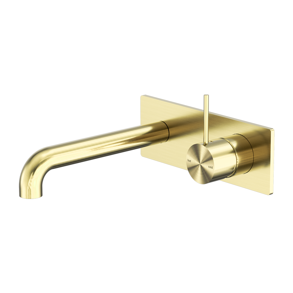 NERO MECCA WALL BASIN/BATH MIXER HANDLE UP BRUSHED GOLD (AVAILABLE IN 120MM,160MM,185MM, 230MM AND 260MM)